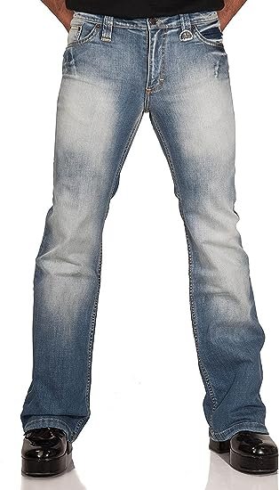 Men's Relaxed Vintage Bell Bottom Pants Stretch Comfort Flared Flares Retro Leg Disco Denim Jeans